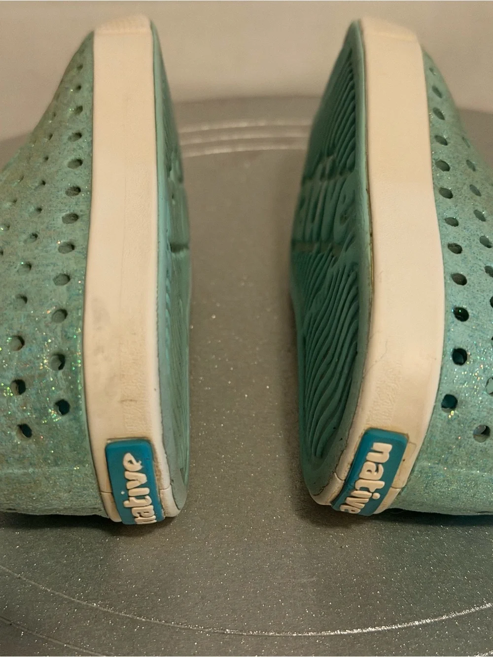 Native Shoes Jefferson Light Blue Sparkle Water Shoes Sz C7 Kids
